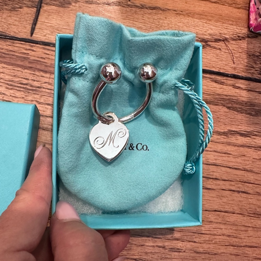 Tiffany & Co. Sterling Silver Keyring with monogram M